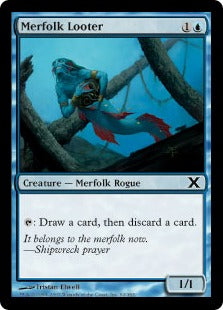 [092]【EN】【FOIL】マーフォークの物あさり/Merfolk Looter【10ED】[C][青]