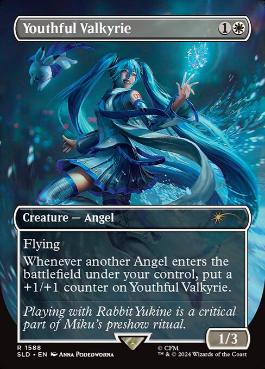 [1588]【EN】【FOIL】■ボーダーレス■若年の戦乙女/Youthful Valkyrie【SLD】[P][白]