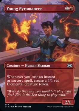 [364]【EN】【FOIL】■ボーダーレス■若き紅蓮術士/Young Pyromancer【2X2】[U][赤]