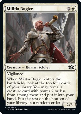 [019]【EN】【FOIL】民兵のラッパ手/Militia Bugler【2X2】[C][白]