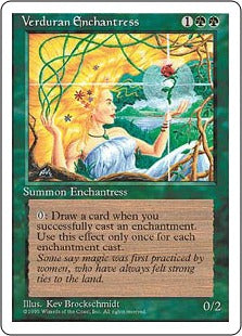 [281]【JP】新緑の女魔術師/Verduran Enchantress【4ED】[R][緑]