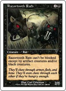 [158]【EN】【FOIL】カミソリネズミ/Razortooth Rats【7ED】[C][黒]