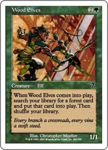 [284]【EN】ウッド・エルフ/Wood Elves【7ED】[C][緑]