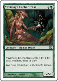 [284]【JP】ヤヴィマヤの女魔術師/Yavimaya Enchantress【9ED】[U][緑]