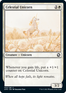 [005]【EN】【FOIL】天界のユニコーン/Celestial Unicorn【AFR】[C][白]