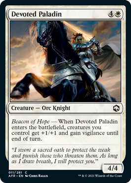 [011]【EN】【FOIL】献身のパラディン/Devoted Paladin【AFR】[C][白]
