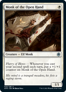 [025]【EN】【FOIL】素拳のモンク/Monk of the Open Hand【AFR】[U][白]