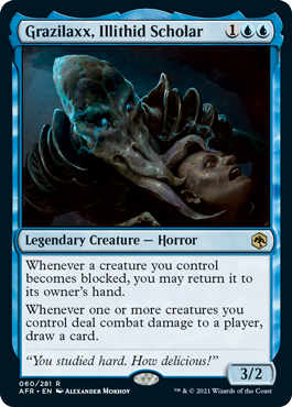 [060]【EN】【FOIL】イリシッドの学者、グラジラックス/Grazilaxx, Illithid Scholar【AFR】[R][青]