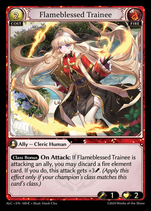 [108]【EN】【FOIL】Flameblessed Trainee【ALC】[C][Fire]