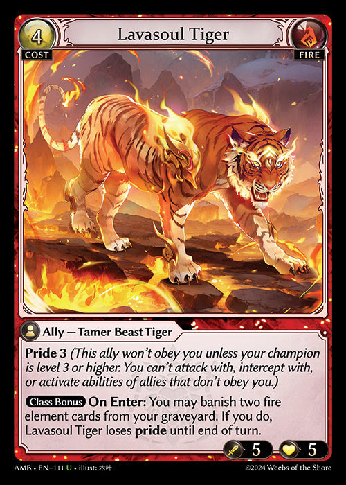 [111]【EN】【FOIL】Lavasoul Tiger【AMB】[U][Fire]