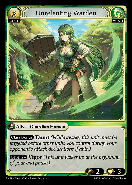 [195]【EN】【FOIL】Unrelenting Warden【AMB】[C][Wind]