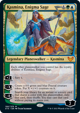 [196]【EN】【FOIL】謎の賢者、カズミナ/Kasmina, Enigma Sage【STX】[M][多色]