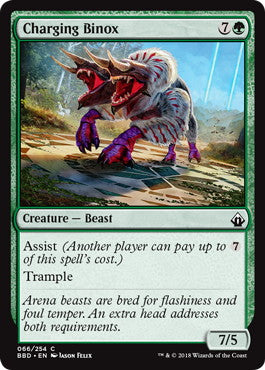 [066]【EN】【FOIL】突進する双頭獣/Charging Binox【BBD】[C][緑]