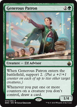 [070]【EN】【FOIL】気前のいい贔屓筋/Generous Patron【BBD】[R][緑]