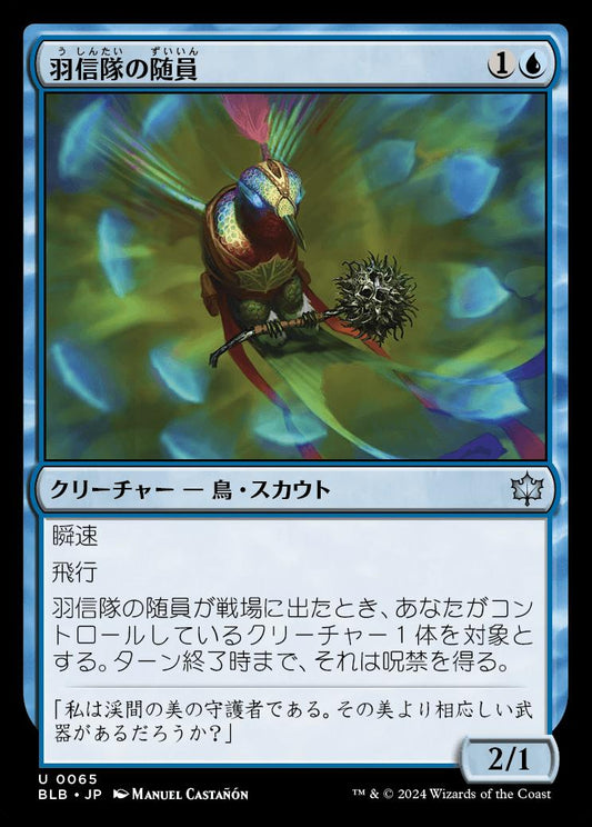 [065]【JP】【FOIL】羽信隊の随員/Plumecreed Escort【BLB】[U][青]