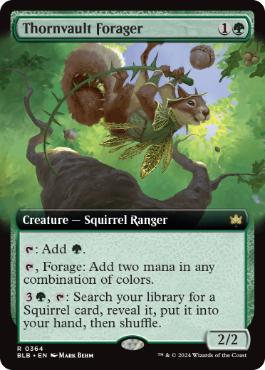 [364]【EN】【FOIL】■拡張アート■茨越えの餌あさり/Thornvault Forager【BLB】[R][緑]