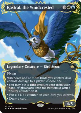 [350]【EN】【レイズドFOIL】■ボーダーレス■風冠の者、ケストラル/Kastral, the Windcrested【BLB】[R][多色]