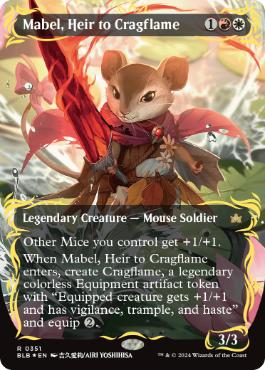 [351]【EN】【レイズドFOIL】■ボーダーレス■岩山炎の後継者、メイブル/Mabel, Heir to Cragflame【BLB】[R][多色]
