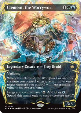 [347]【EN】【レイズドFOIL】■ボーダーレス■心配潮、クレメント/Clement, the Worrywort【BLB】[R][多色]