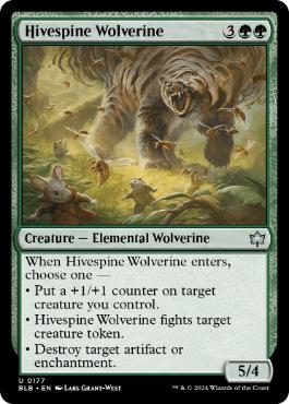 [177]【EN】【FOIL】巣背骨のクズリ/Hivespine Wolverine【BLB】[U][緑]