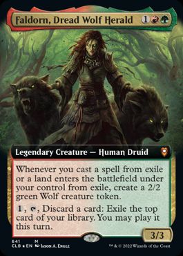 [641]【EN】■拡張アート■戦慄の狼の伝令官、ファルドーン/Faldorn, Dread Wolf Herald【CLB】[M][多色]