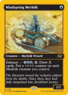 [436]【EN】【ファーストプレイスFOIL】思考の泉のマーフォーク/Mindspring Merfolk【DFT】[R][青]