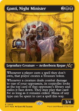 [450]【EN】【ファーストプレイスFOIL】夜の大臣、ゴンティ/Gonti, Night Minister【DFT】[R][黒]