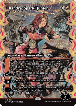 [411]【EN】【フラクチャーFOIL】■ショーケース■灯を追う者、チャンドラ/Chandra, Spark Hunter【DFT】[M][赤]