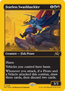 [481]【EN】【ファーストプレイスFOIL】不敵な剣客/Fearless Swashbuckler【DFT】[R][多色]