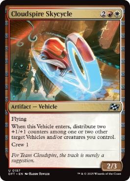 [197]【EN】【FOIL】クラウドスパイアの飛空二輪車/Cloudspire Skycycle【DFT】[U][多色]