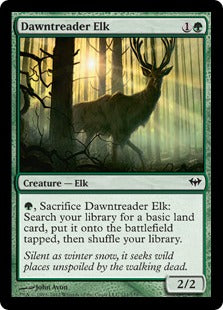 [111]【EN】【FOIL】夜明け歩きの大鹿/Dawntreader Elk【DKA】[C][緑]