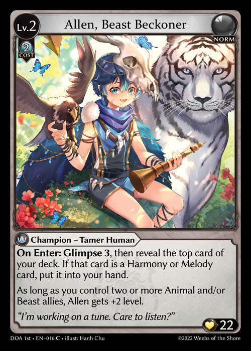 [016]【EN】【FOIL】Allen, Beast Beckoner【DOA1st】[C][Norm]