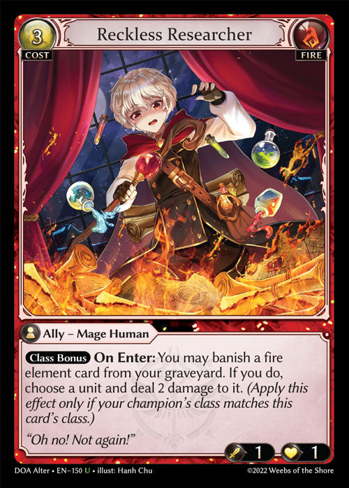 [150]【EN】【FOIL】Reckless Researcher【DOAAlter】[U][Fire]