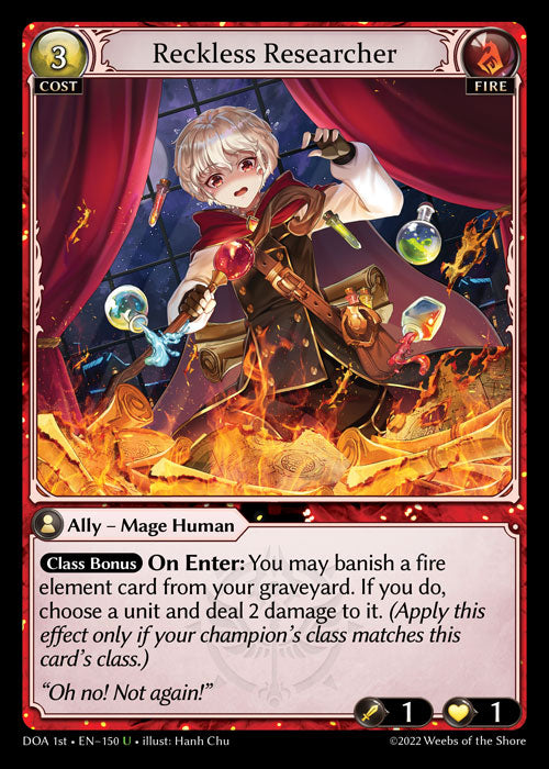 [150]【EN】【FOIL】Reckless Researcher【DOA1st】[U][Fire]