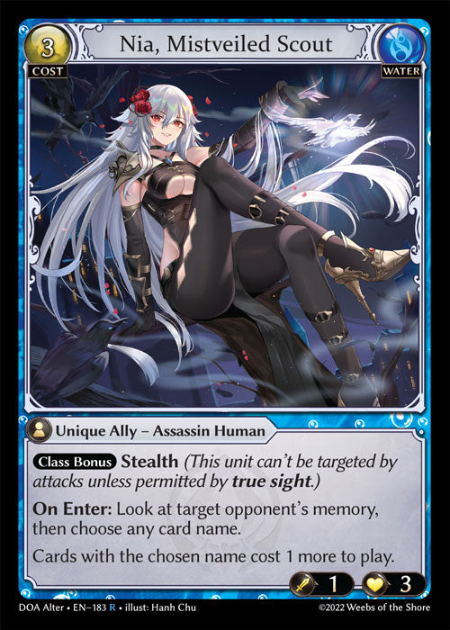 [183]【EN】【FOIL】Nia, Mistveiled Scout【DOAAlter】[R][Water]