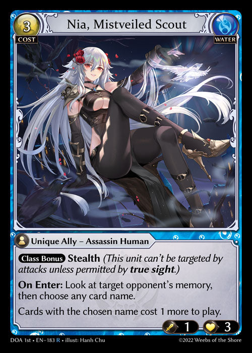 [183]【EN】【FOIL】Nia, Mistveiled Scout【DOA1st】[R][Water]