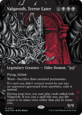 [407]【EN】【テクスチャーFOIL】■ボーダーレス■恐怖を喰うもの、ヴァルガヴォス/Valgavoth, Terror Eater【DSK】[M][黒]