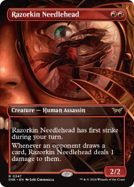 [347]【EN】【FOIL】■ボーダーレス■剃刀族の棘頭/Razorkin Needlehead【DSK】[R][赤]