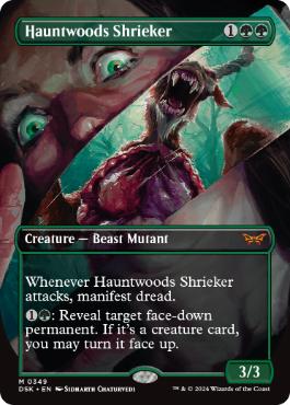 [349]【EN】【FOIL】■ボーダーレス■ホーントウッドの金切り魔/Hauntwoods Shrieker【DSK】[M][緑]