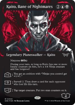 [409]【EN】【テクスチャーFOIL】■ボーダーレス■悪夢滅ぼし、魁渡/Kaito, Bane of Nightmares【DSK】[M][多色]