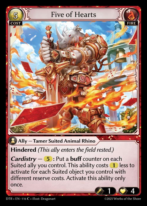 [116]【EN】【FOIL】Five of Hearts【DTR】[C][Fire]