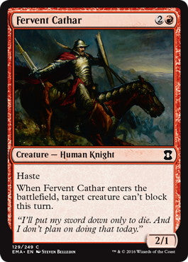 [129]【EN】熱血漢の聖戦士/Fervent Cathar【EMA】[C][赤]