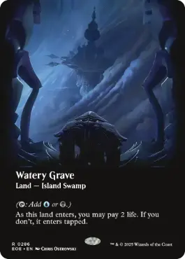 [286]【EN】【FOIL】■ボーダーレス■湿った墓/Watery Grave【EOE】[R][土地]