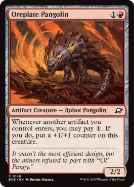 [150]【EN】【FOIL】鉄鉱鎧のセンザンコウ/Oreplate Pangolin【EOE】[C][赤]
