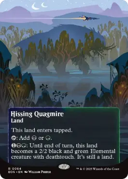 [064]【EN】【FOIL】■ボーダーレス■風切る泥沼/Hissing Quagmire【EOS】[R][土地]