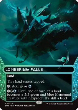 [024]【EN】【FOIL】■ボーダーレス■伐採地の滝/Lumbering Falls【EOS】[R][土地]