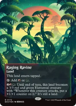[170]【EN】【ギャラクシーFOIL】■ボーダーレス■怒り狂う山峡/Raging Ravine【EOS】[R][土地]