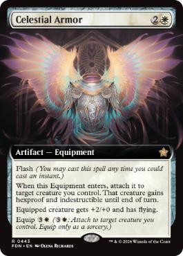 [443]【EN】【FOIL】■拡張アート■天界の鎧/Celestial Armor【FDN】[R][白]