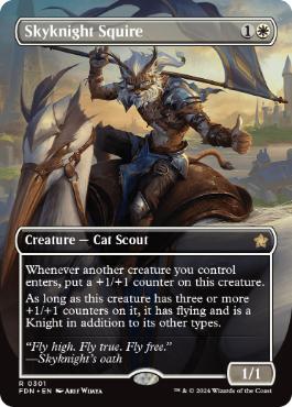 [301]【EN】【FOIL】■ボーダーレス■空騎士の従者/Skyknight Squire【FDN】[R][白]