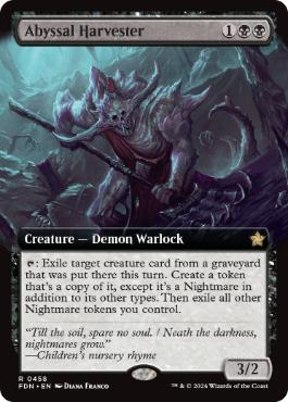 [458]【EN】【FOIL】■拡張アート■深淵の収穫者/Abyssal Harvester【FDN】[R][黒]